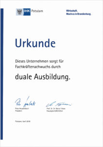 Urkunde-Ausbildungsbetrieb-Stadtwerke-Oranienburg